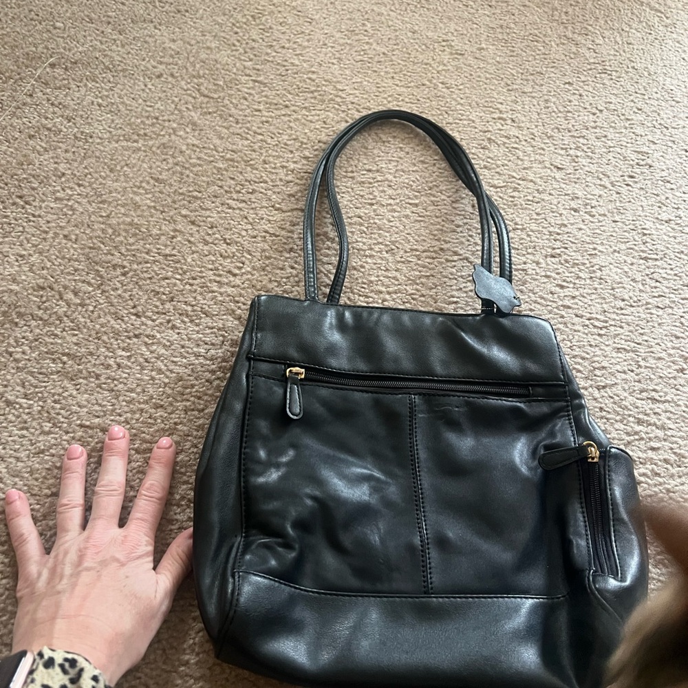 Elegant Black Leather Tote Bag